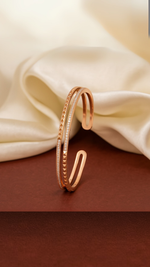 Load image into Gallery viewer, Textured Rose Gold Pyramid Cuff with Zircon Detailing