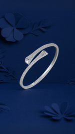 Load image into Gallery viewer, Modern Pave Open Silver Bangle Bracelet