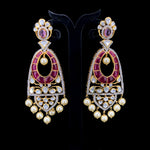 Load image into Gallery viewer, Polki stones, ruby embellishments And Pearls Earrings