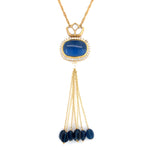 Load image into Gallery viewer, Blue Oval Chain Pendant with Blue Moti Drops