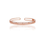 Load image into Gallery viewer, Rose Gold Zircon Accent Dual Band Cuff