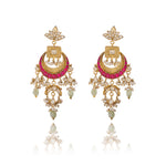 Load image into Gallery viewer, Heritage Crescent Kundan Drop Earrings