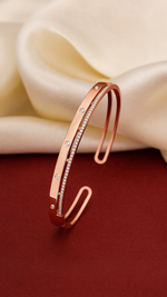 Load image into Gallery viewer, Rose Gold Zircon Accent Dual Band Cuff
