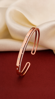 Rose Gold Zircon Accent Dual Band Cuff