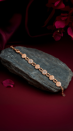 Load image into Gallery viewer, Rose Gold Floral Disc Bracelet
