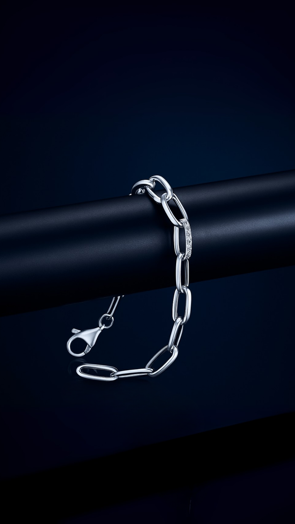 Sparkling Link Chain Bracelet with Embedded Zircon