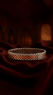 Dual Tone Silver-Rose Gold Box Chain Bracelet