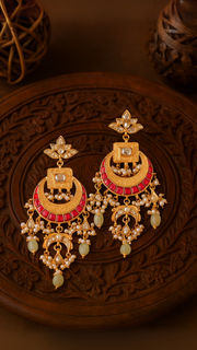 Heritage Crescent Kundan Drop Earrings