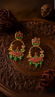 Traditional Meenakari Crescent Hoop Earrings