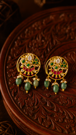 Load image into Gallery viewer, Kundan Fusion Multi-Stone Dangler Earrings
