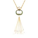 Load image into Gallery viewer, Polki Oval Chain Pendant with White Moti
