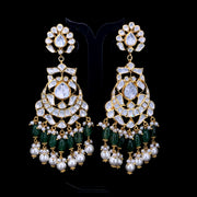 Omisa Emerald Pearl Chandbali Earrings