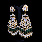Omisa Emerald Pearl Chandbali Earrings