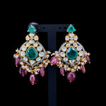 Load image into Gallery viewer, Green Earrings Mehroon Drops
