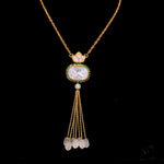 Load image into Gallery viewer, Polki Oval Chain Pendant with White Moti
