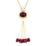 Load image into Gallery viewer, Red Oval Chain Pendant with Red Moti Drops
