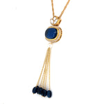 Load image into Gallery viewer, Blue Oval Chain Pendant with Blue Moti Drops
