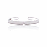 Elegant White Enamel Inlay Cuff Bracelet