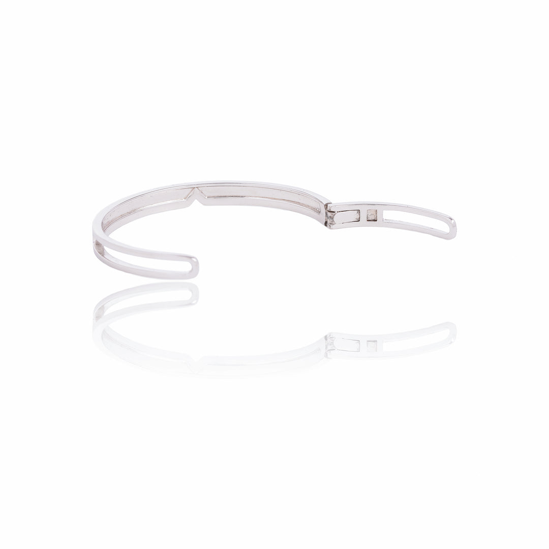 Elegant White Enamel Inlay Cuff Bracelet