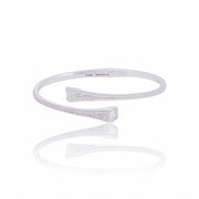 Modern Pave Open Silver Bangle Bracelet