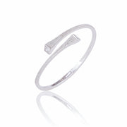 Modern Pave Open Silver Bangle Bracelet