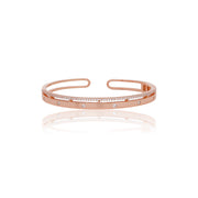 Rose Gold Zircon Accent Dual Band Cuff