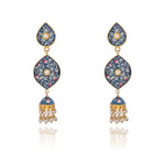 Load image into Gallery viewer, Royal Blue Meenakari Pearl Drop Earrings
