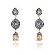 Royal Blue Meenakari Pearl Drop Earrings