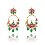 Load image into Gallery viewer, Traditional Meenakari Crescent Hoop Earrings
