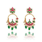 Traditional Meenakari Crescent Hoop Earrings