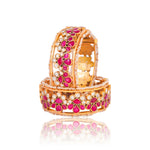 Load image into Gallery viewer, Ruby Floral Kundan Inspired Bangle
