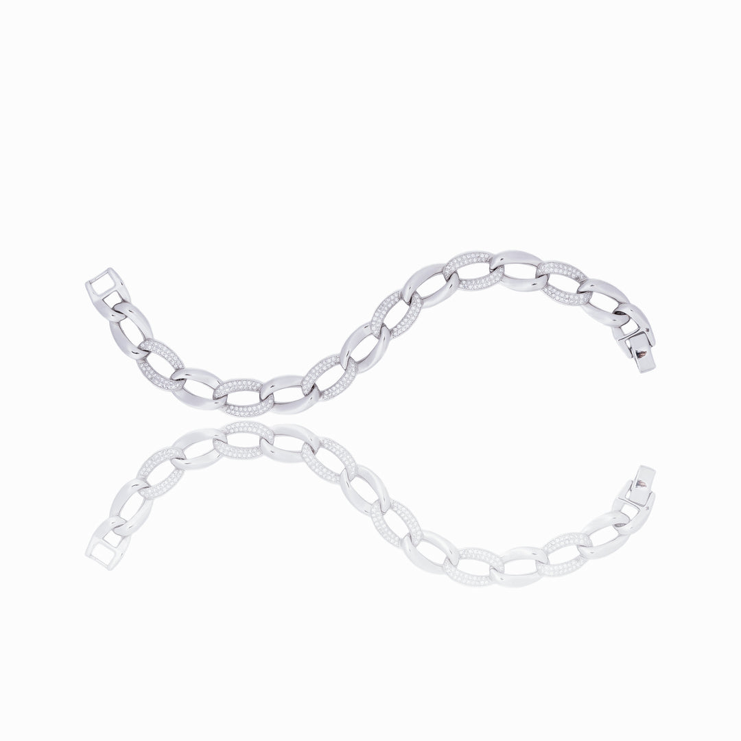 Sparkling Silver Link Chain Bracelet