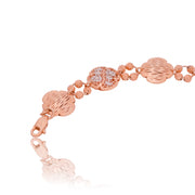 Rose Gold Floral Disc Bracelet