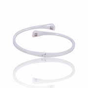 Modern Pave Open Silver Bangle Bracelet